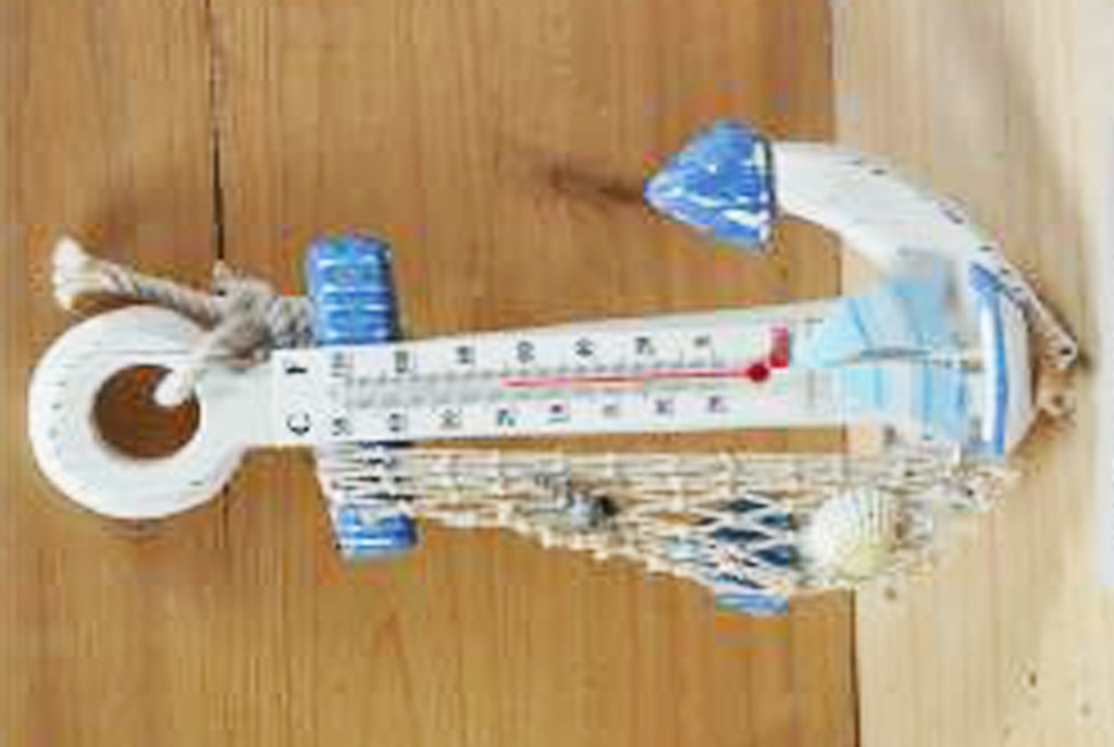 ANCORA LEGNO C/TERMOMETRO BIANCO E BLU 12.5x3x33cm 