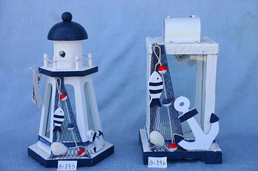 FARO LEGNO BIANCO/BLU LANTERNA 