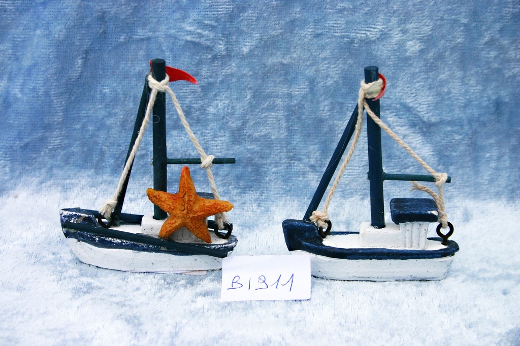 BARCHETTA LEGNO BIANCA/BLU CM 6.5 2 MOD 