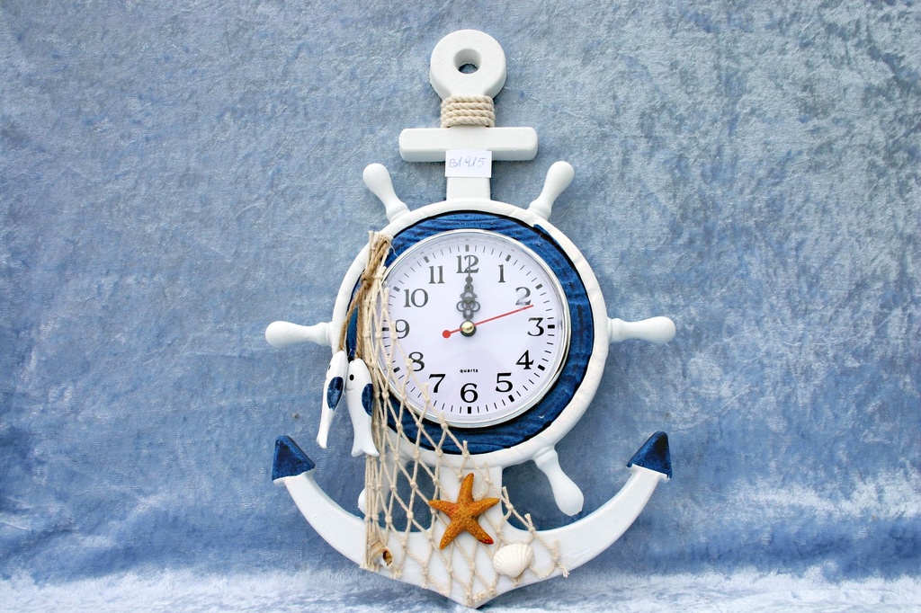 OROLOGIO LEGNO BIANCO/BLU TIMONE D'APP DIAM 20 CM 