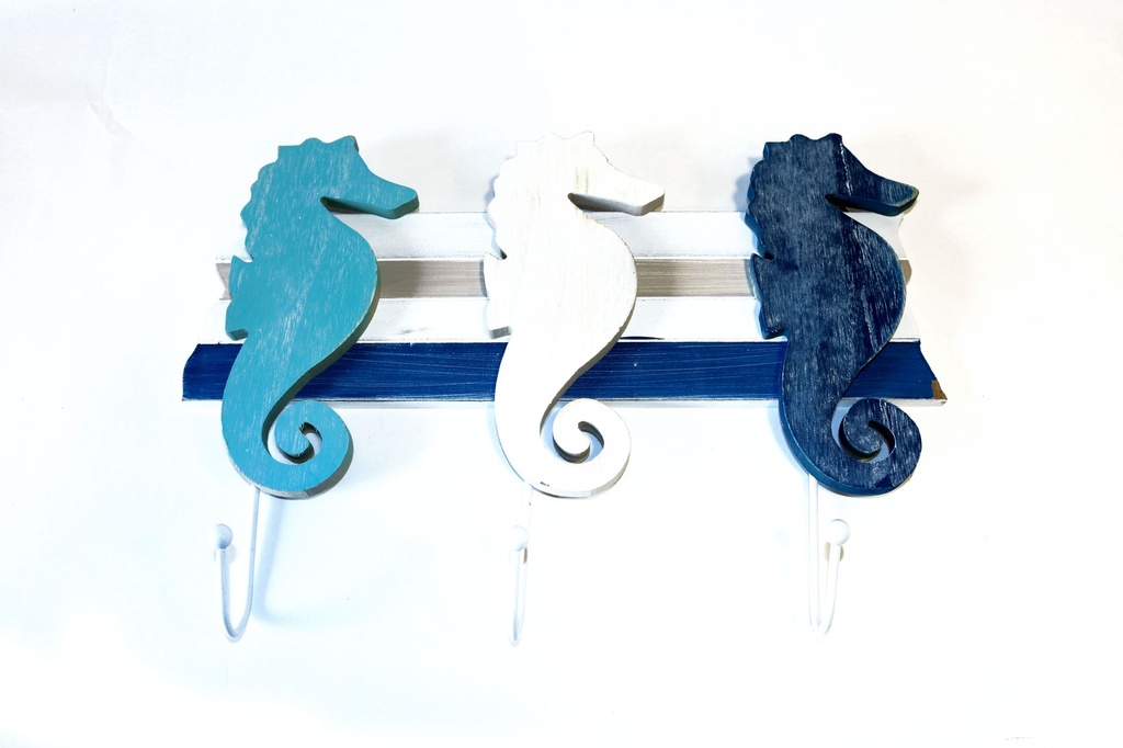 VJEŠALICA OD DRVA I METALA S TRI MORSKA KONJIĆA 33*19 CM 