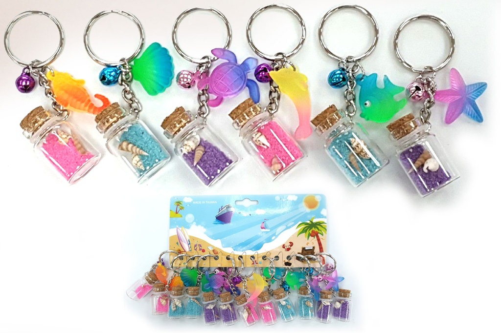 PORTACHIAVI CON BOTTIGLIETTA+CAMPANELLA E CHARMS 