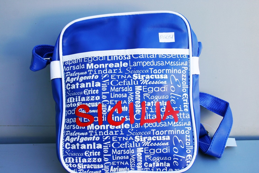 BORSA FINTA PELLE OPACA MULTISCRITTA SICILIA 