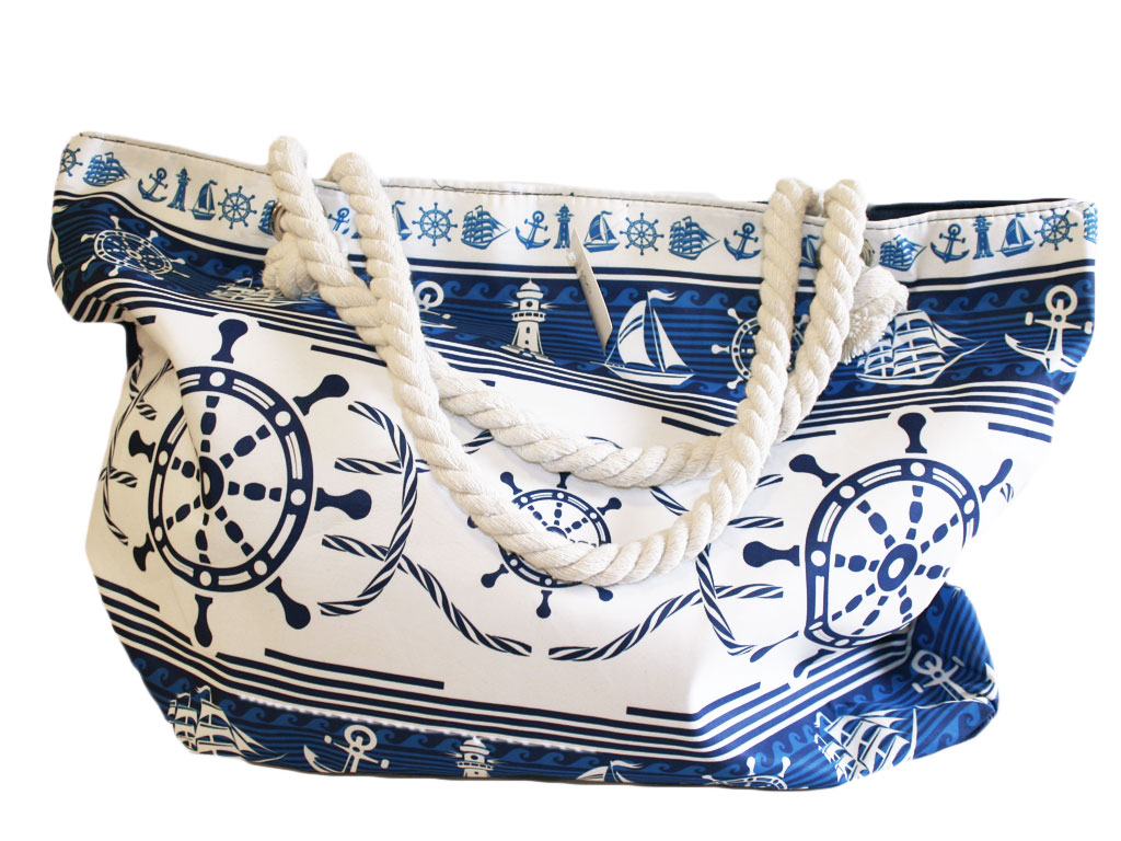 BORSA STOFFA DECORI MARINI 53*32*11 CM 