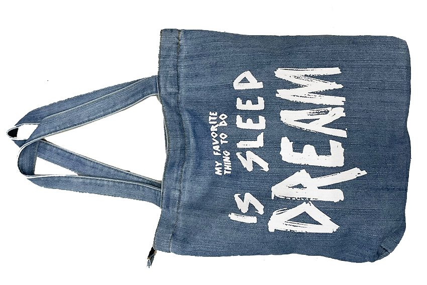 BORSA JEANS C/SCRITTA 2 COL ASS 35*35*5.8 CM 