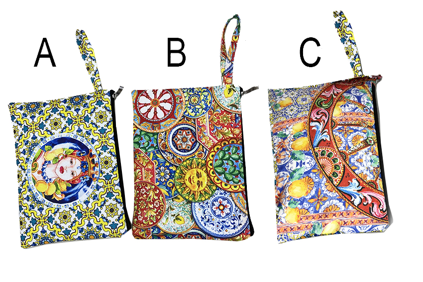 BORSELLO STOFFA 28*20 CM MAIOLICHE 