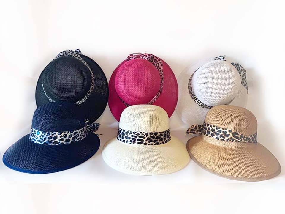 CAPPELLO PAGLIA DONNA C/FRONTINO BLU SCURO 