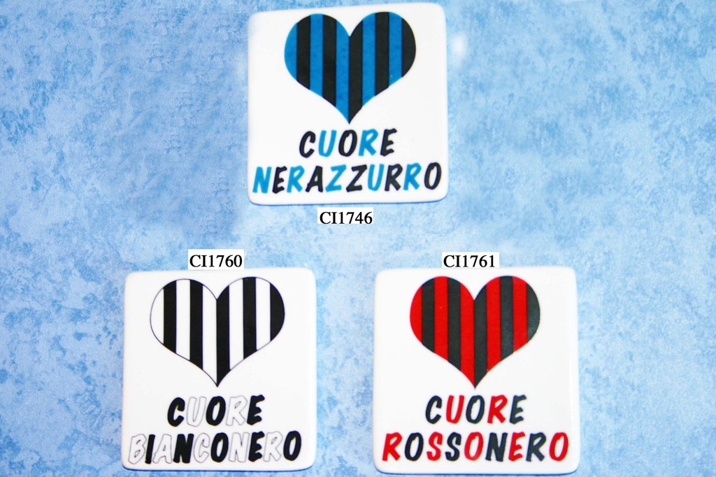 MAGNETE CERAMICA MOTTI "CUORE ROSSONERO" 