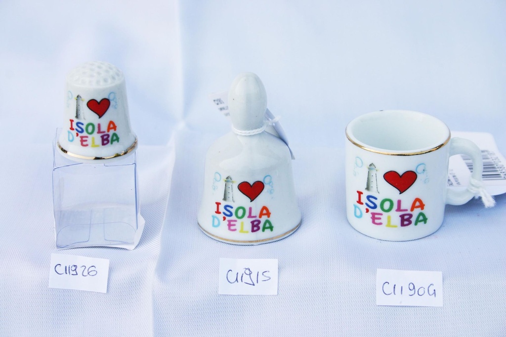 CAMPANELLA CERAMICA I LOVE IS. D'ELBA 