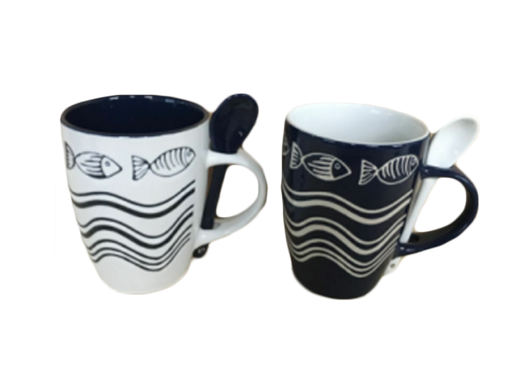 KERAMIČKA ŠALICA  SA ŽLICOM H 10,5 CM 