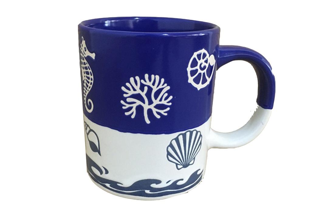 TAZZA CERAMICA BIANCA BLU SOGG MARINI 