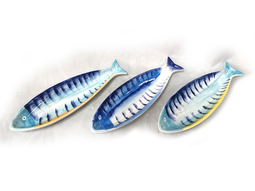 PIATTO CERAMICA PESCE 25 CM 3 COL ASS 