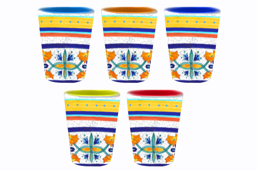 BICCHIERINO CERAMICA C/5 COL ASS 