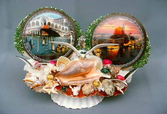 2 VEDUTE c/GABBIANI SU B/CAPPASANTA cm 18 