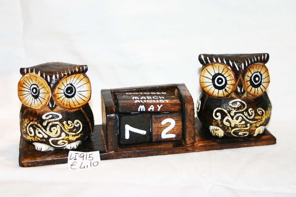 DOPPIO GUFO LEGNO CALENDARIO 4 COL ASS 