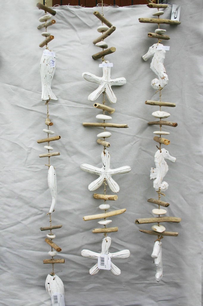 CORDA C/SASSI+BASTONI+STELLA LEGNO BIANCO SLAVATO 