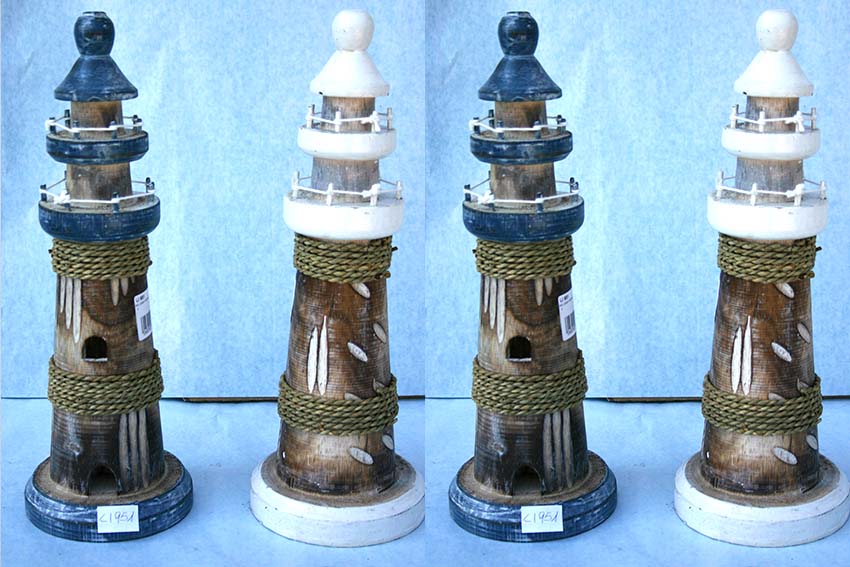 FARO LEGNO H CM 35 BLU-NATURALE 