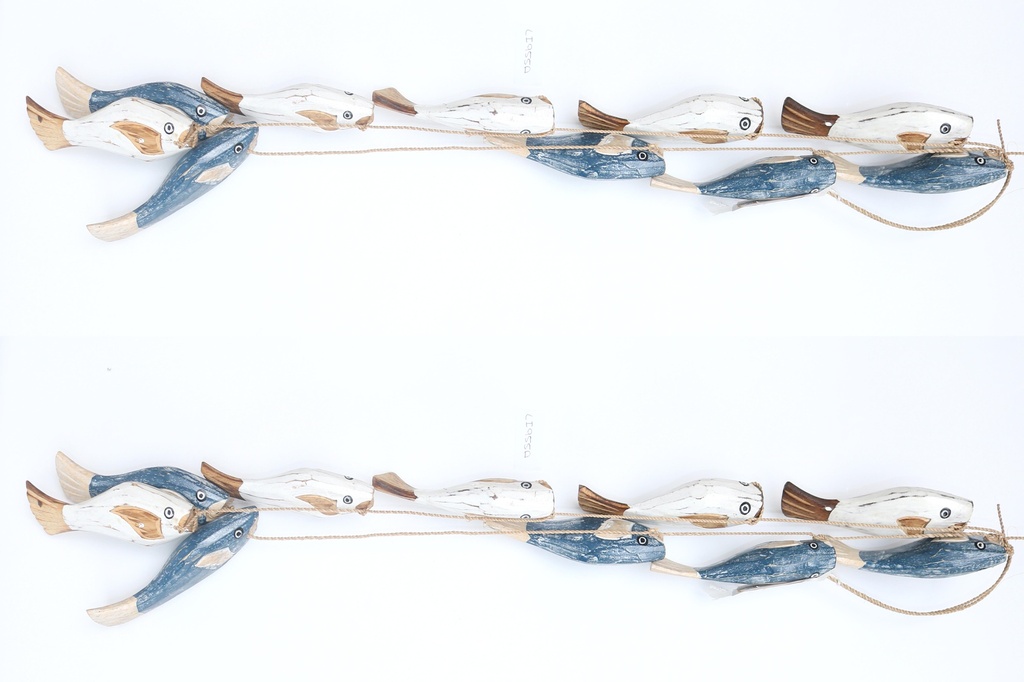 CORDA C/5 PESCI LEGNO BLU-NATURALE 