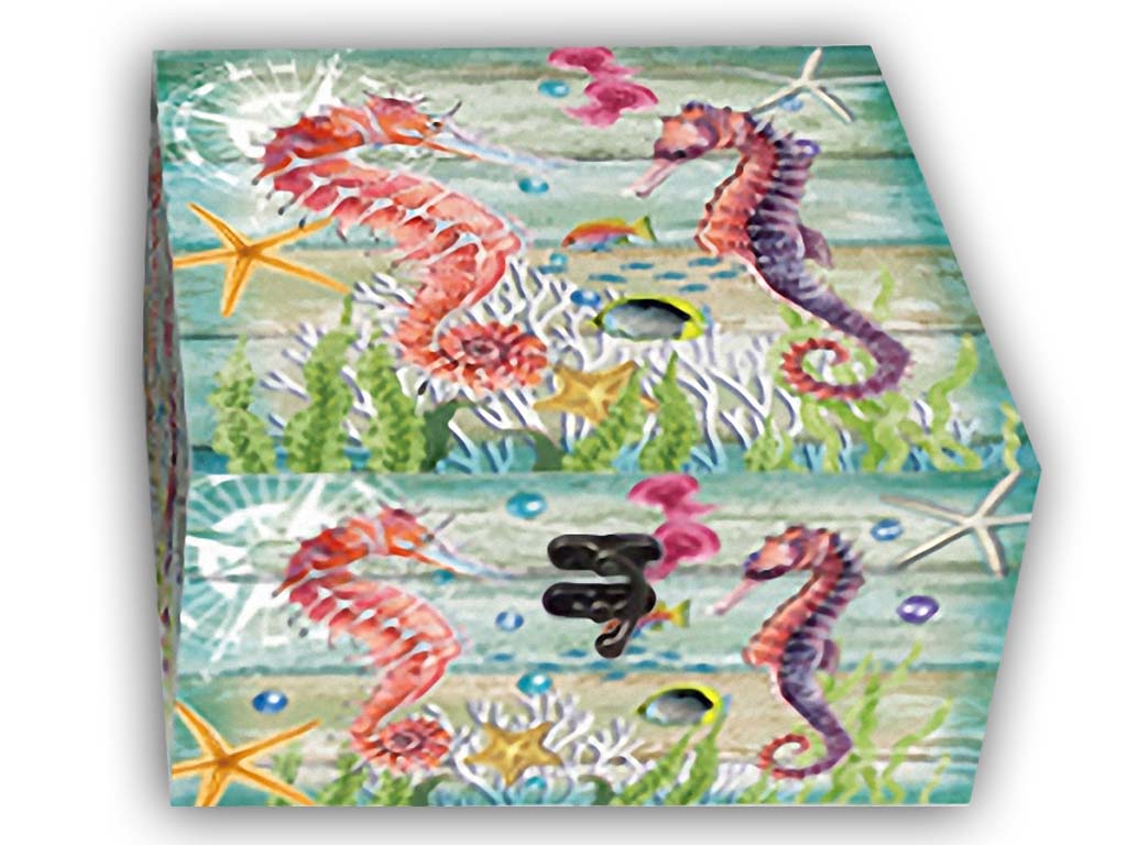 SCATOLE LEGNO 10.3*11*6.3 CM DECORO CAVALL 