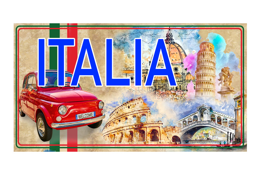 MAGNETE TARGA METALLO 10*5 CM ITALIA MONUMENTI 