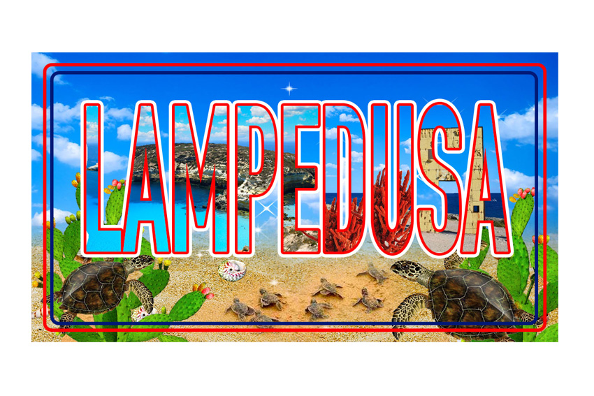 MAGNETE TARGA METALLO 10*5 CM LAMPEDUSA 