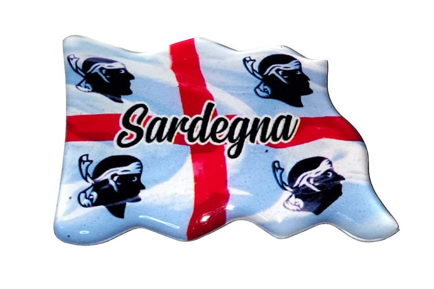 MAGNETE METALLO RESINATO BANDIERA EPOXY SARDEGNA 