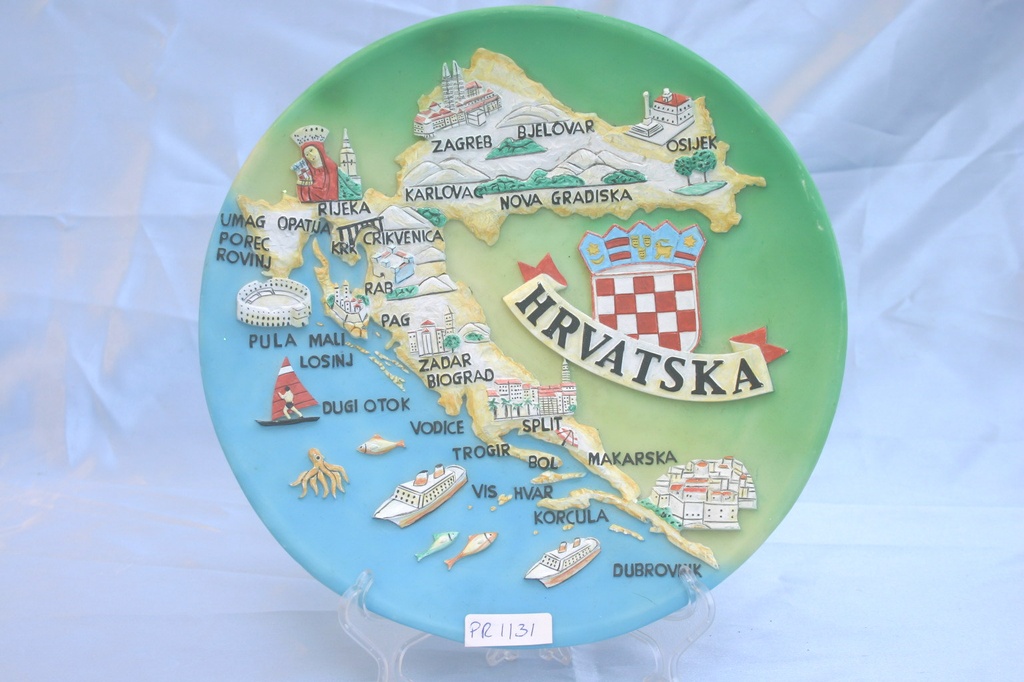 PIATTO RESINA CROAZIA DIAM 23cm MAPPA 