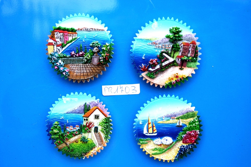 MAGNETE RESINA TONDO C/VEDUTA 4 MOD. ASS.TI 