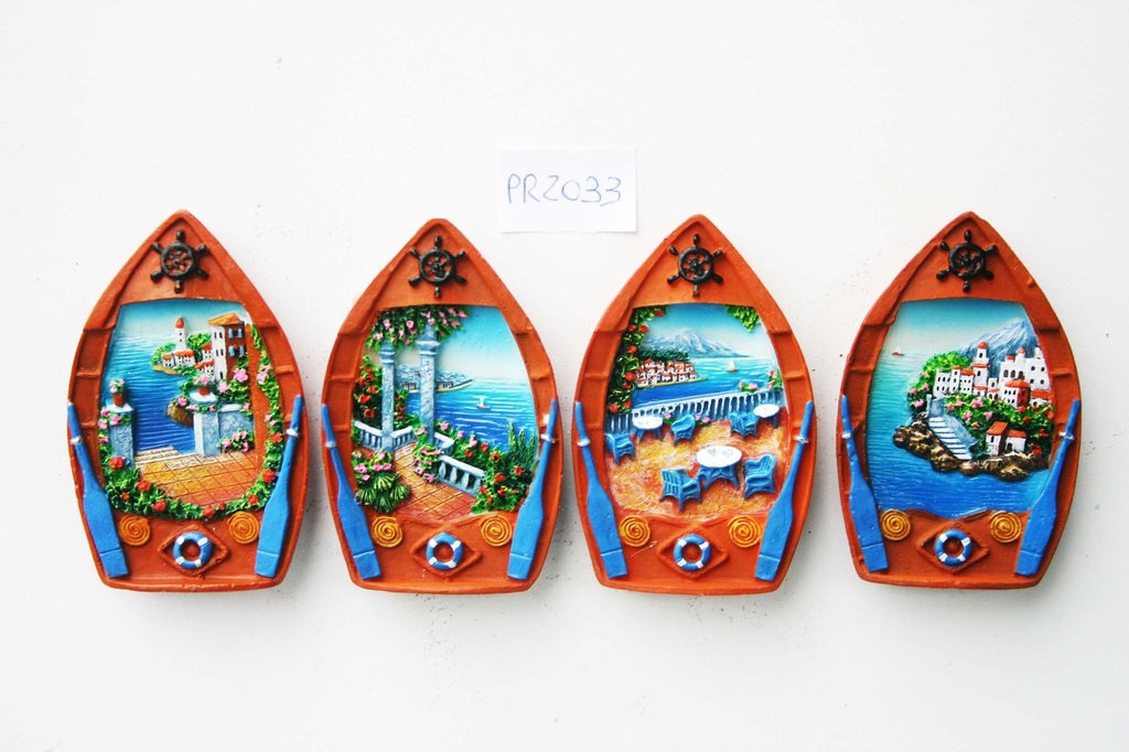 MAGNETE RESINA SCAFO BARCA C/VEDUTA H.7,5 cm 4 MOD 