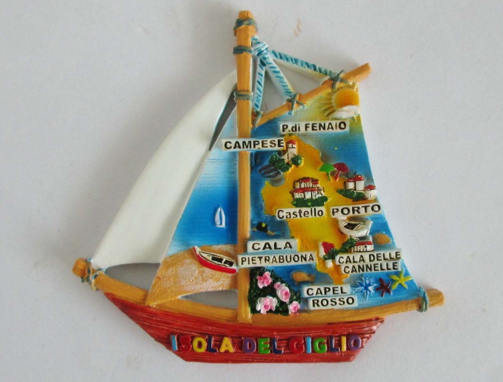 MAGNETE BARCA BIANCA RESINA ISOLA DEL GIGLIO 