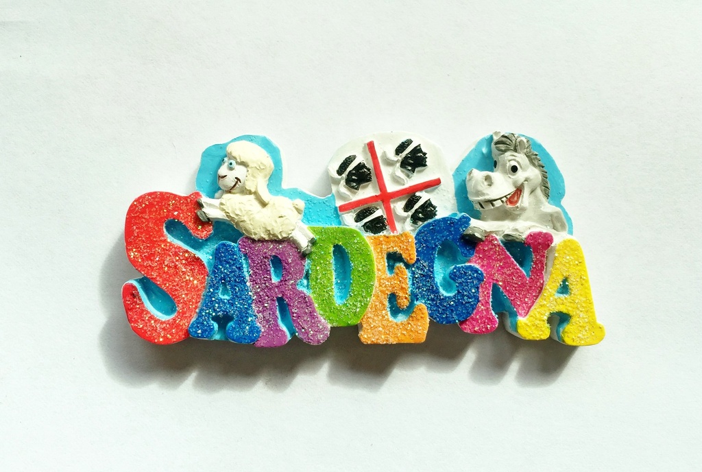 MAGNETE RESINA SCRITTA GLITTER SARDEGNA 