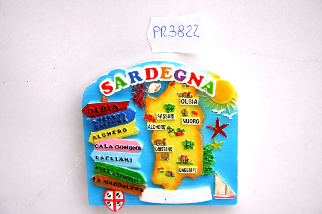 MAGNETE RESINA MAPPA+SEGNALI STRAD. SARDEGNA 