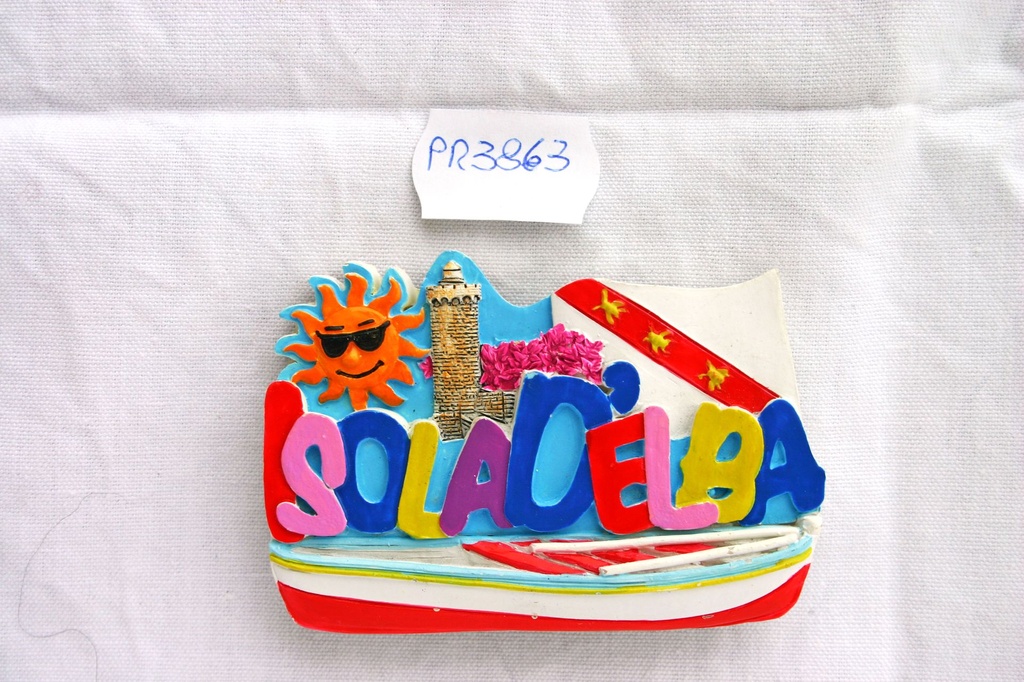 MAGNETE RESINA SCRITTA MULTICOLOR ISOLA D'ELBA 