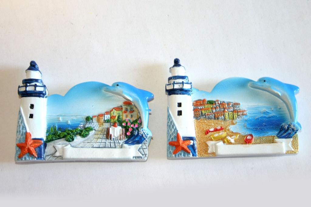 MAGNETE RESINA NUVOLA FARO DELFINO VEDUTA 2 MOD 