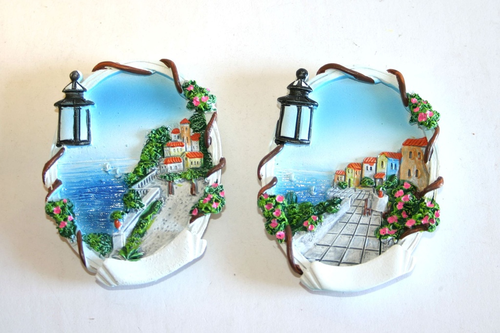 MAGNETE RESINA OVALE C/LAMPADA E VEDUTA 2 MOD 