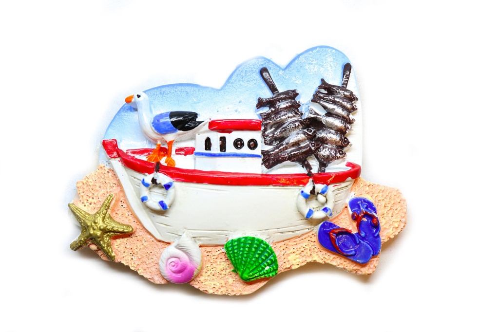 MAGNETE RESINA BARCA C/GABBIANO 4 COL ASS 