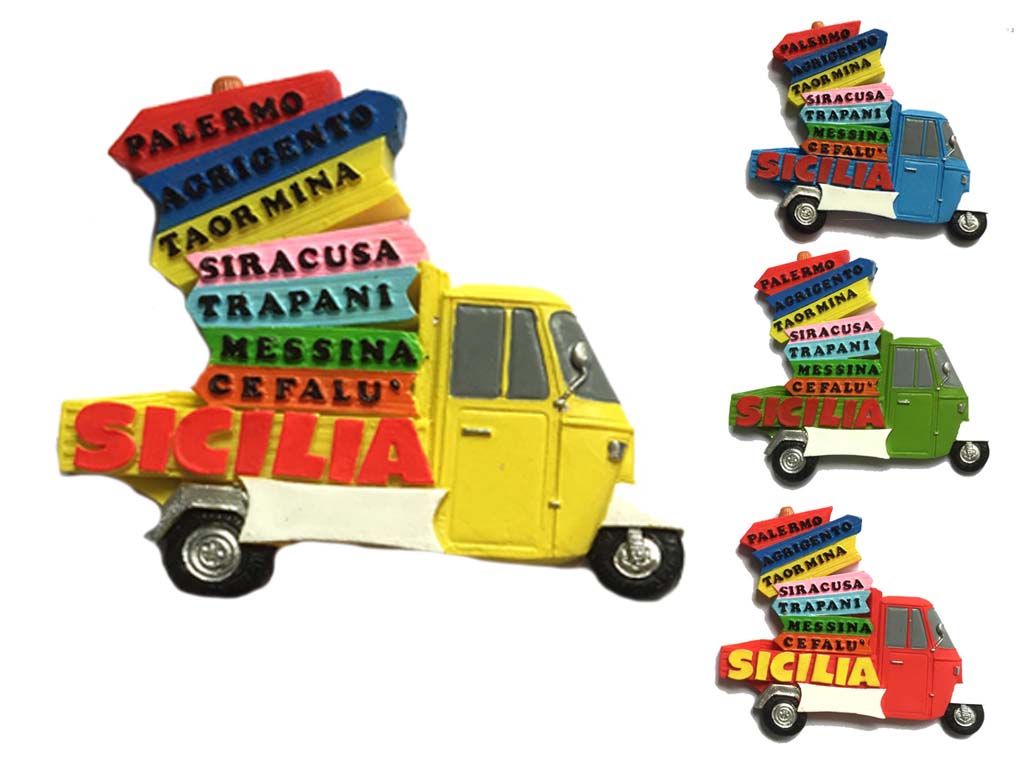 MAGNETE RESINA FURGONCINO C/CARTELLI SICILIA 