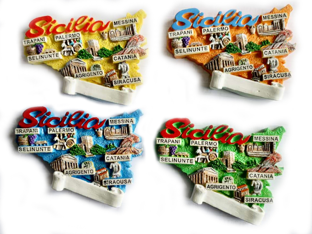 MAGNETE RESINA SICILIA FORMA MAPPA 