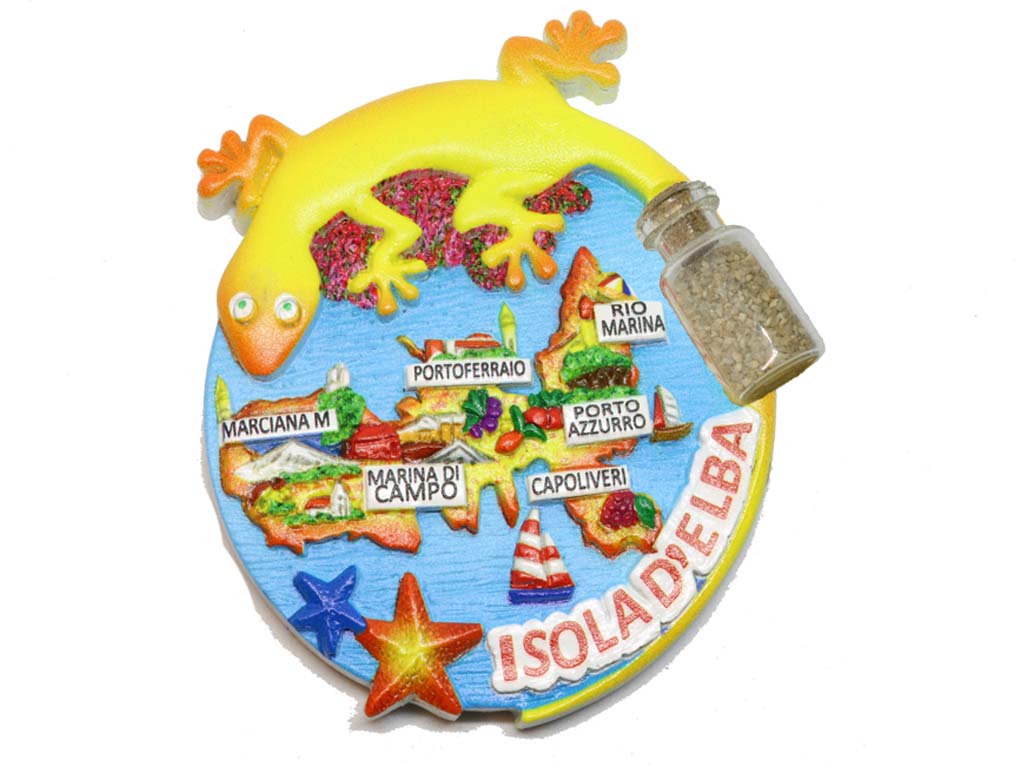 MAGNETE RESINA TONDO GEKO C/BOTT ISOLA D'ELBA 