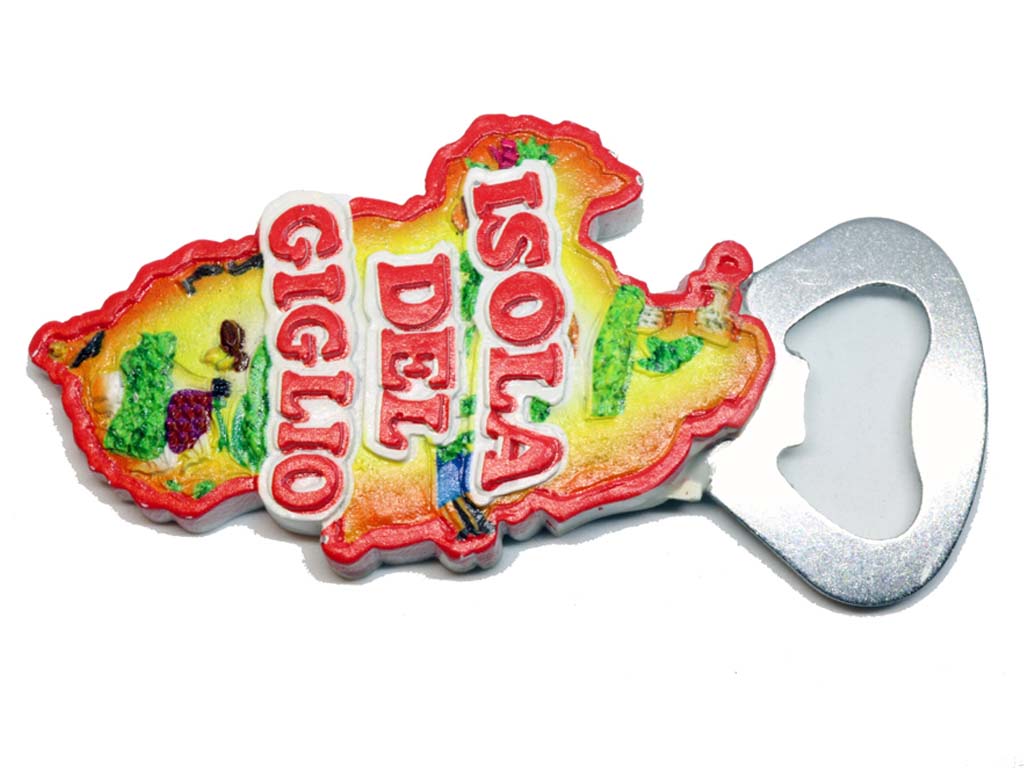 MAGNETE RESINA APRIBOTTIGLIE FORMA ISOLA GIGLIO 
