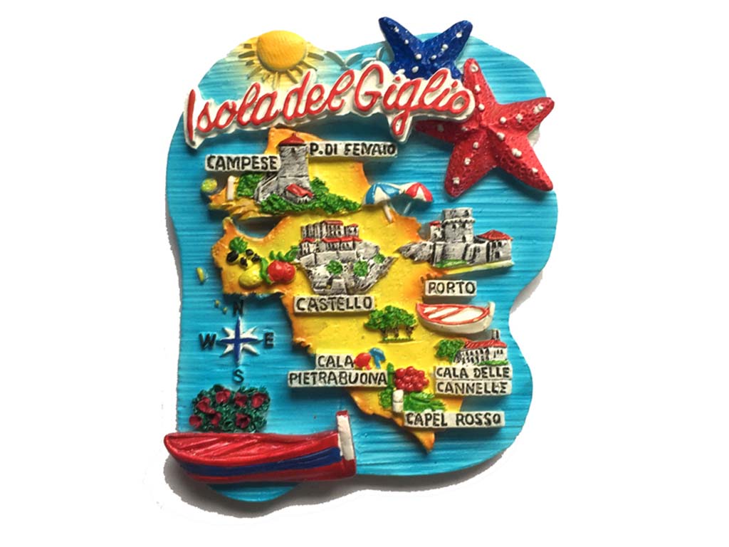 MAGNETE RESINA ISOLA DEL GIGLIO C/STELLE MARINE 