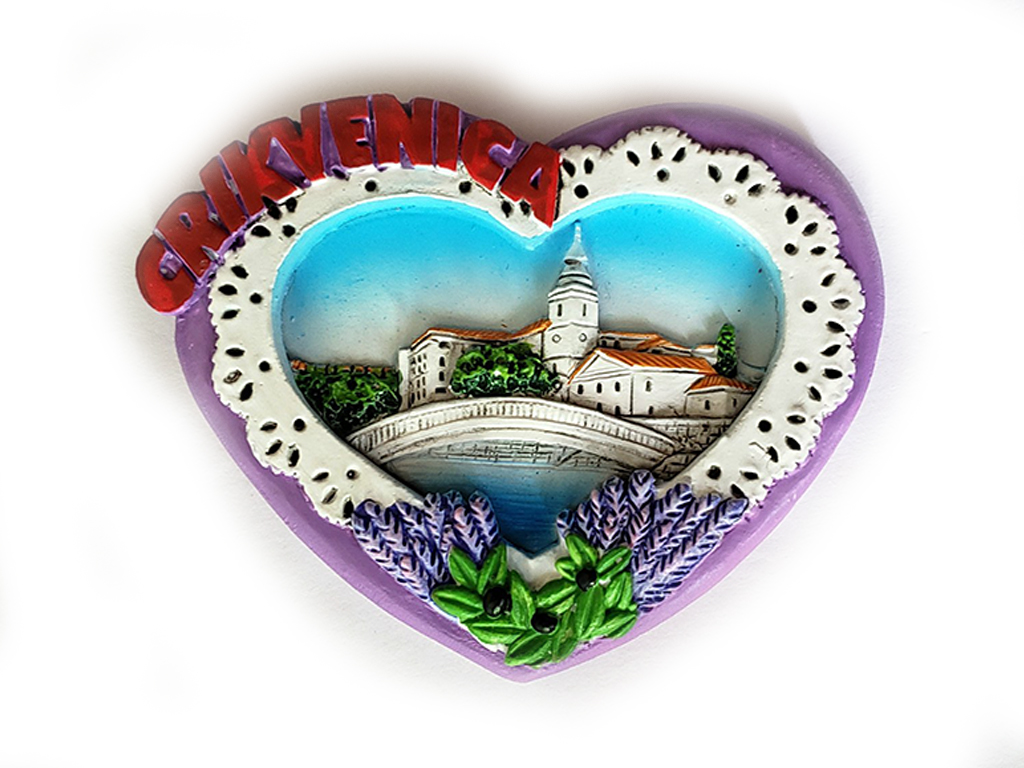 MAGNETE CUORE LAVANDA VEDUTA CRIKVENICA 