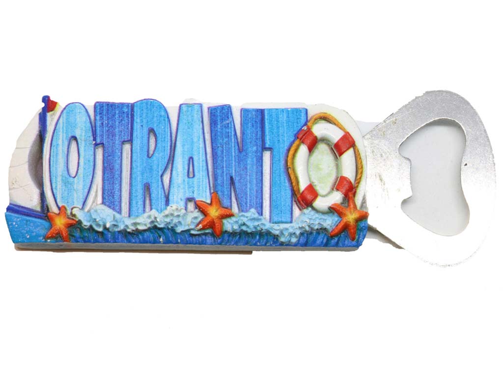 MAGNETE APRIBOTTIGLIA PAROLE OTRANTO BIANCO E BLU 