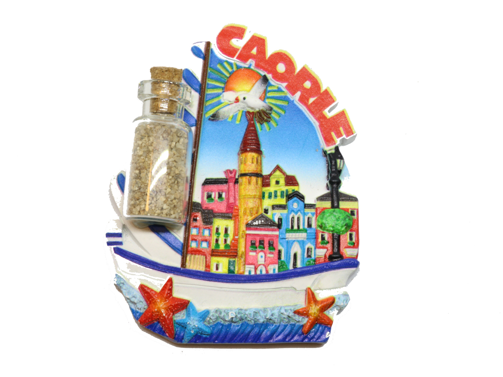 MAGNETE BARCA CAORLE CON BOTTIGLIA 