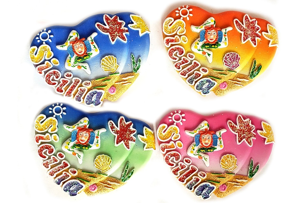 MAGNETE DOPPIO CUORE SICILIA TRINACRIA 