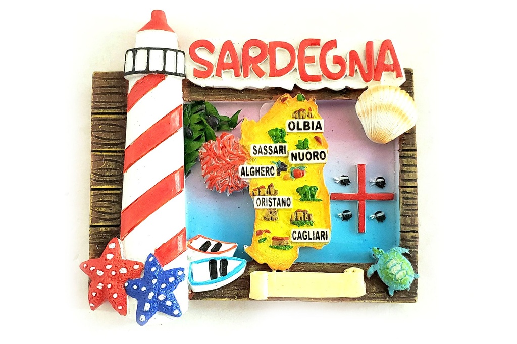 MAGNETE MAPPA SARDEGNA CON FARO 