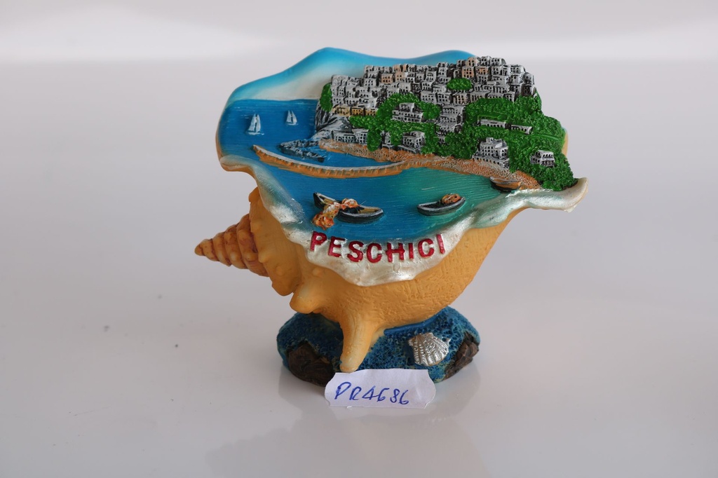 CONCHIGLIA RESINA CON VEDUTA "PESCHICI" 
