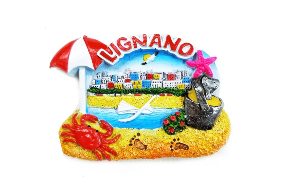 MAGNETE RESINA VEDUTA OMBRELLONE LIGNANO 