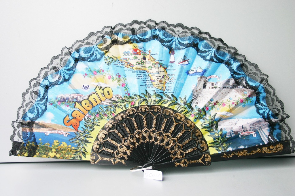 VENTAGLIO PLASTICA/STOFFA CON PIZZO SALENTO 