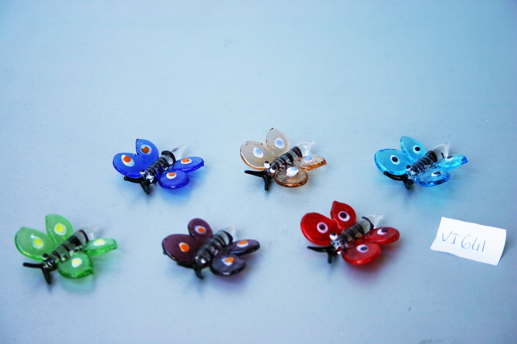 CONFEZIONE 6 FARFALLE VETRO 